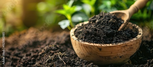 Nutritious cow manure for gardening with excellent fertilizing properties. Organic compost for gardens. Ideal for farming. Perfect for a copy space image.