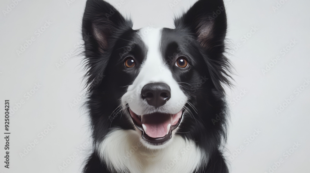 Border Collie dog smiling in a portrait, isolated on a white background. Border Collie dog smiling in a portrait, isolated on a white background.