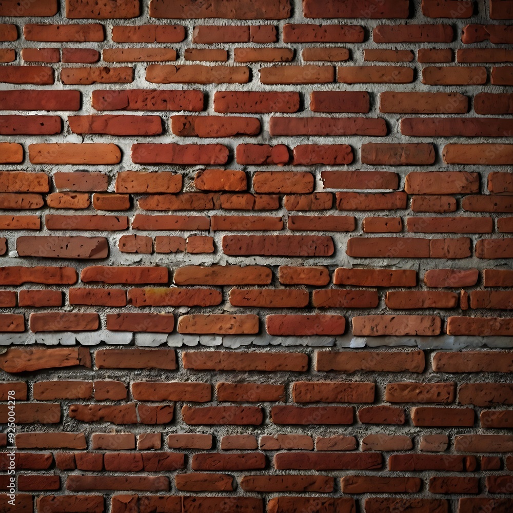 Fototapeta premium Traditional Brick Texture: Rustic Red and Brown Tones with Chipped Bricks and Natural Imperfections for a Weathered Appearance