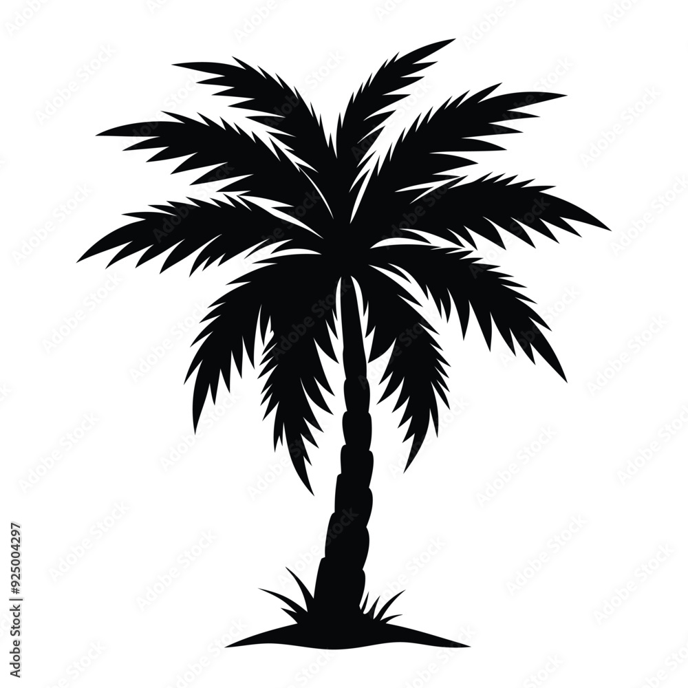Palm tree silhouette vector illustration with black and white color Palm tree silhouette vector illustration with black and white color