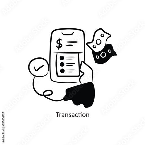 Transaction vector outlineStyle Design Vector Stock illustration.  photo