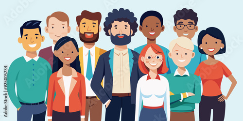 Group portrait of smiling office workers. Multicultural business team, colleagues. Happy men and women stand together
