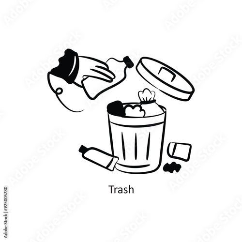 Trash vector outlineStyle Design Vector Stock illustration.  photo