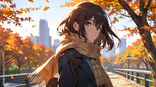 The girl in autumn park