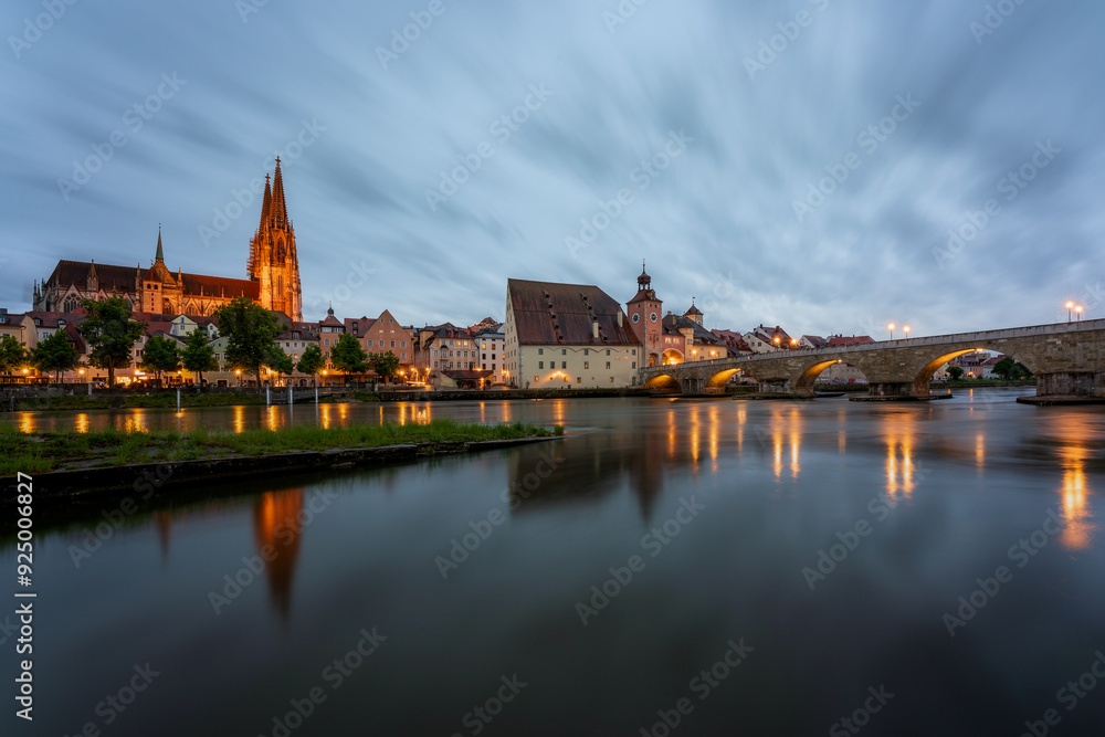 Panoramic view of Regensburg's old town on the Danube in Germany. Panoramic view of Regensburg's old town on the Danube in Germany.