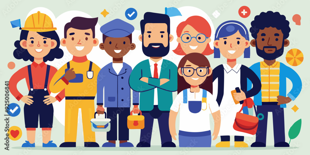 Set of characters of men and women of various professions. People working in various fields of work. Occupation
Set of characters of men and women of various professions. People working in various fields of work. Occupation