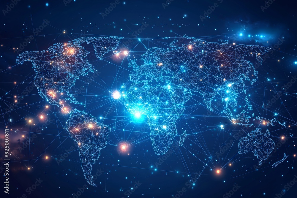 Global Digital Business Network Connection Illustration created with Generative AI Global Digital Business Network Connection Illustration created with Generative AI
