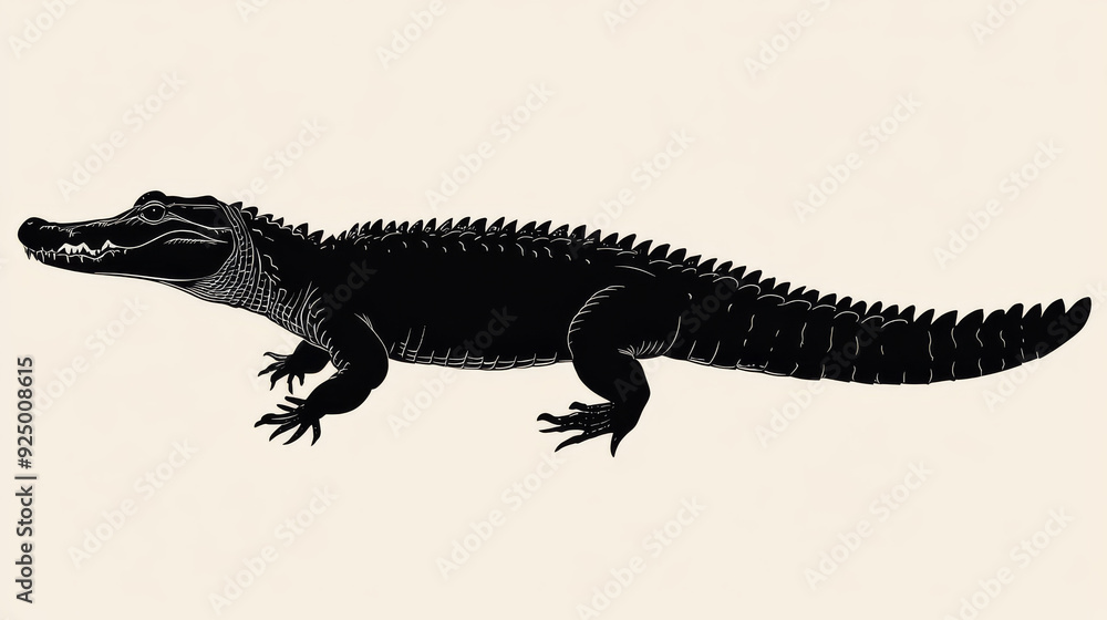 Vector silhouette illustration of a crocodile art. Vector silhouette illustration of a crocodile art.