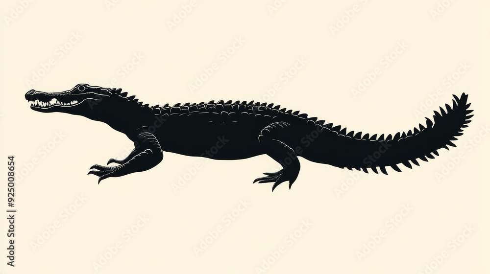Vector silhouette illustration of a crocodile art. Vector silhouette illustration of a crocodile art.