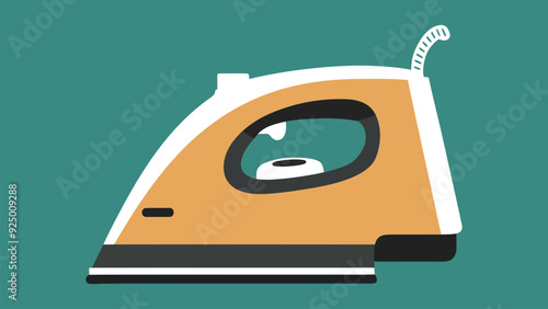 A flat vector illustration of modern electric iron, smoothing iron graphic