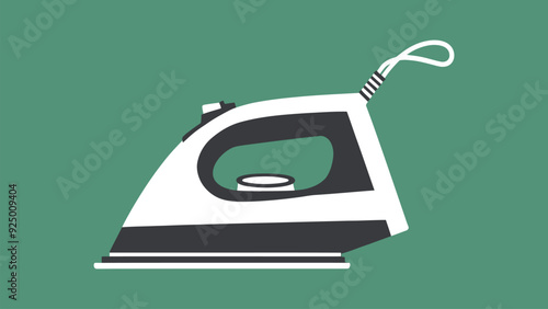 A flat vector illustration of modern electric iron, smoothing iron graphic