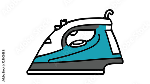 A flat vector illustration of modern electric iron, smoothing iron graphic