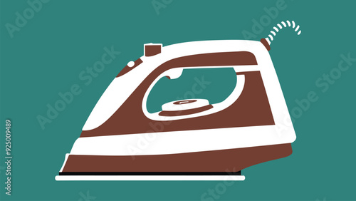 A flat vector illustration of modern electric iron, smoothing iron graphic