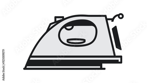 A flat vector illustration of modern electric iron, smoothing iron graphic