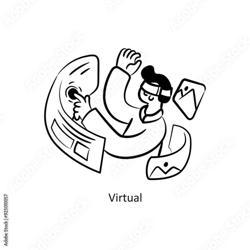 Virtual vector outlineStyle Design Vector Stock illustration.  photo