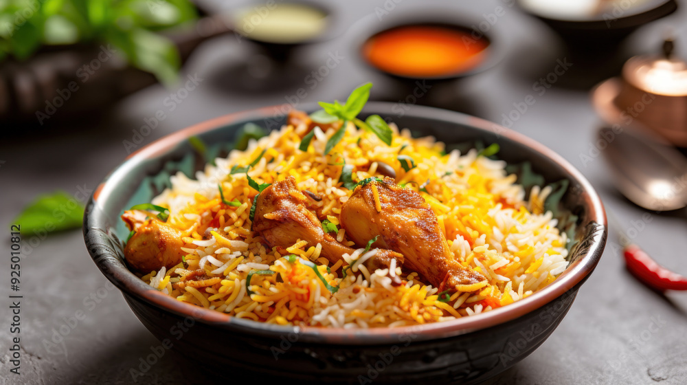 Chicken Kabsa warm and fresh, traditional food concept Chicken Kabsa warm and fresh, traditional food concept