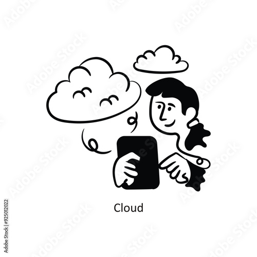 Cloud vector outlineStyle Design Vector Stock illustration.  photo