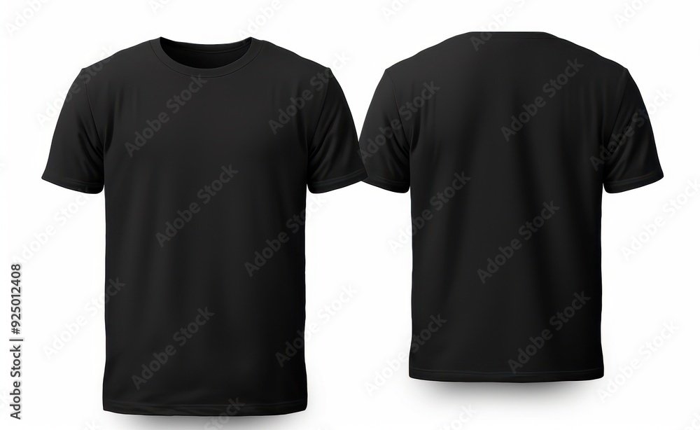 Front and Back View of a Plain Black T-Shirt Front and Back View of a Plain Black T-Shirt