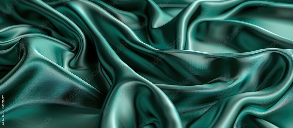 Jade green luxurious fabric with elegant folds on a satin background Gorgeous copy space image Jade green luxurious fabric with elegant folds on a satin background Gorgeous copy space image