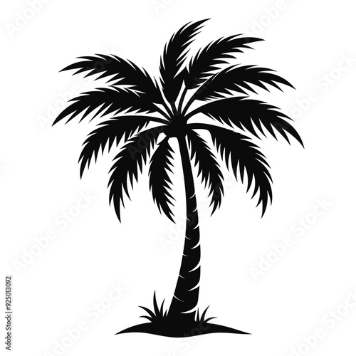 Palm tree silhouette vector illustration with black and white color