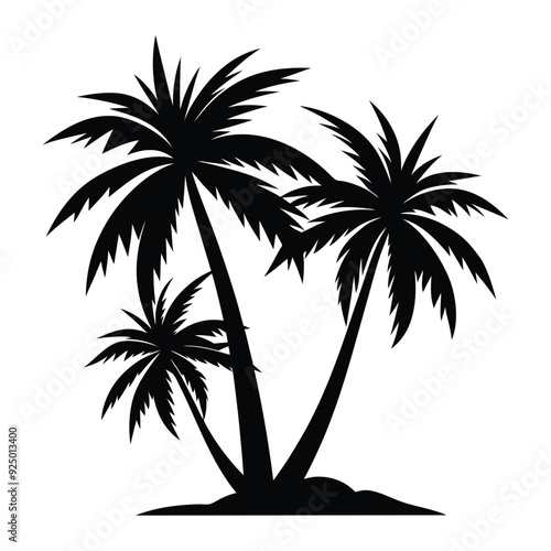 Palm tree silhouette vector illustration with black and white color