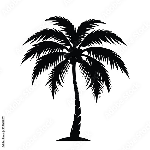 Palm tree silhouette vector illustration with black and white color