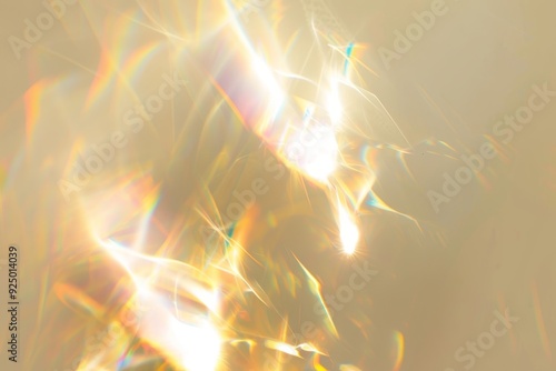 Warm background with bright iridescent sunlight flares and colorful refractions