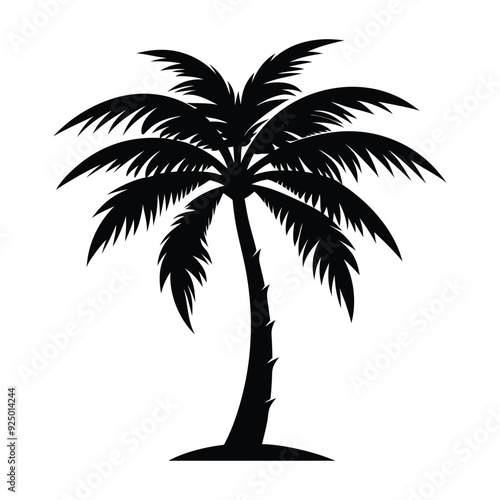 Palm tree silhouette vector illustration with black and white color
