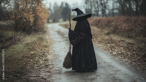 Witch with broom. 