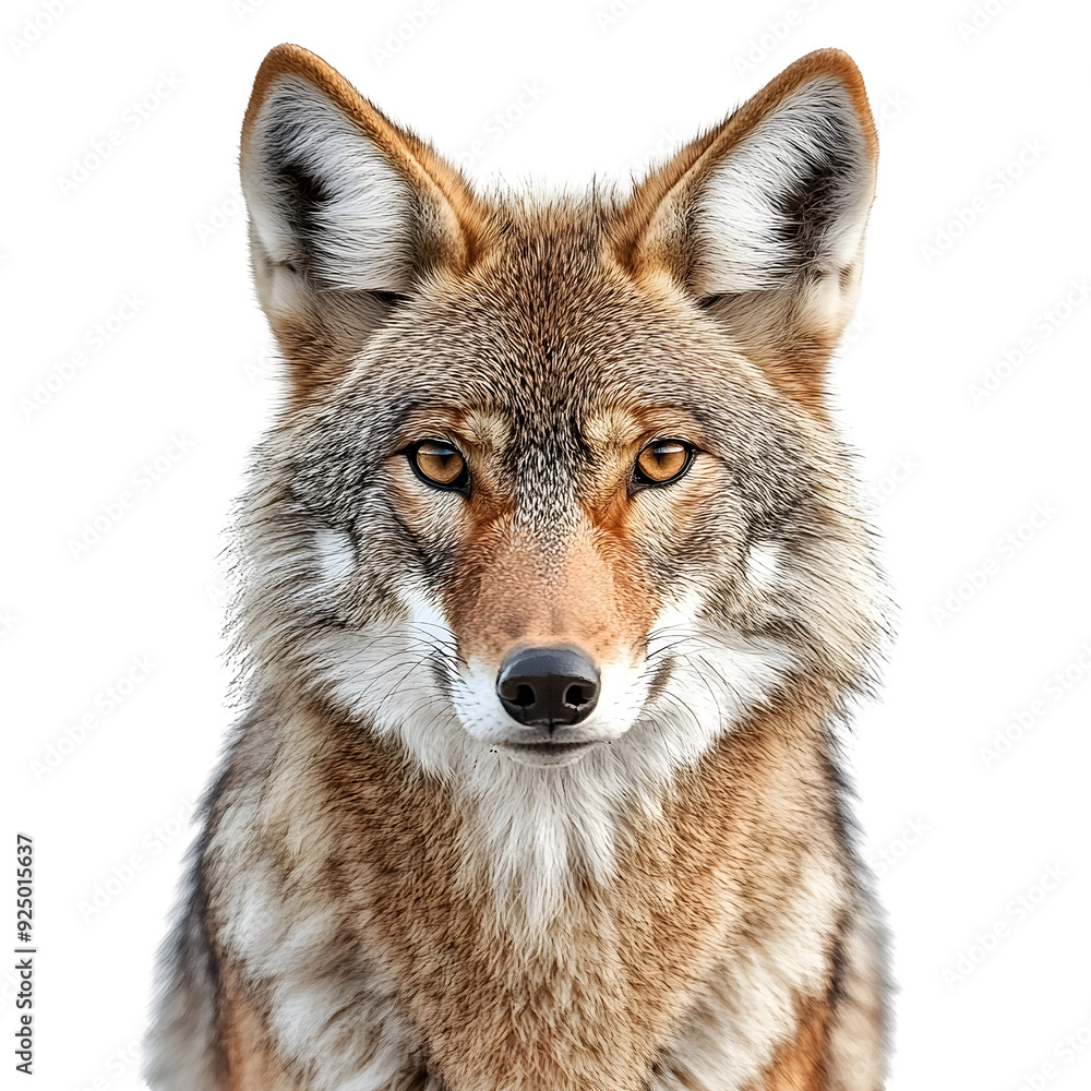 Fototapeta premium Photography of Vigilant Coyote Isolated on Plain White Background Transparent PNG