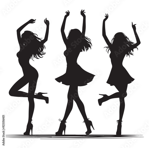 Dancing Girls Silhouette vector illustration