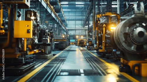 Modern industrial factory interior with advanced machinery and equipment showcasing automated production lines for manufacturing.