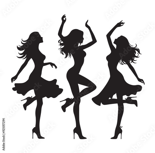 Dancing Girls Silhouette vector illustration