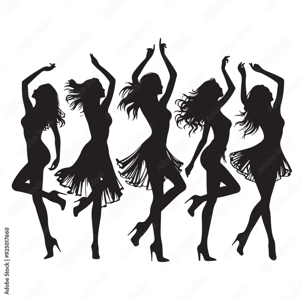 Dancing Girls Silhouette vector illustration Dancing Girls Silhouette vector illustration