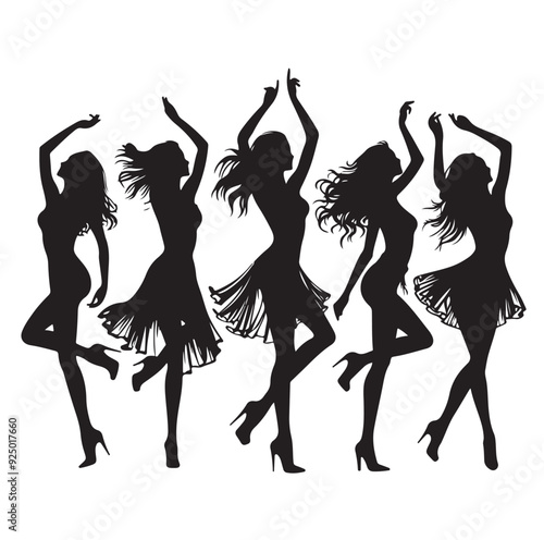 Dancing Girls Silhouette vector illustration