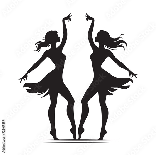 Dancing Girls Silhouette vector illustration