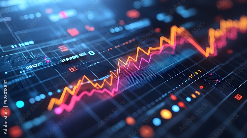 Detailed 3D Financial Performance Analysis with Highlighted Line Charts Detailed 3D Financial Performance Analysis with Highlighted Line Charts