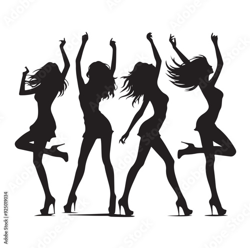 Dancing Girls Silhouette vector illustration