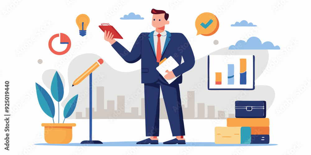 Business man character set. Man looks at the report, takes notes, reads, points. Full length guy in a business suit. Vector illustration
Business man character set. Man looks at the report, takes notes, reads, points. Full length guy in a business suit. Vector illustration