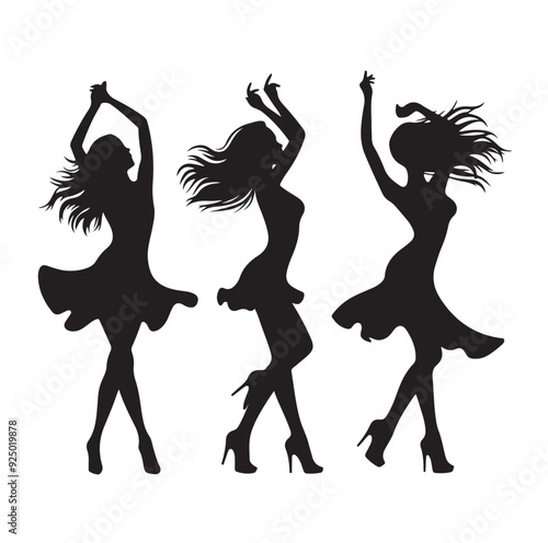 Dancing Girls Silhouette vector illustration