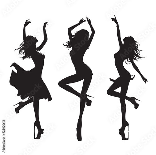 Dancing Girls Silhouette vector illustration