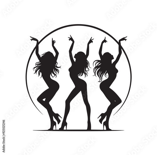 Dancing Girls Silhouette vector illustration