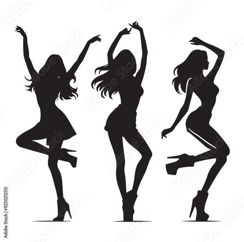 Dancing Girls Silhouette vector illustration