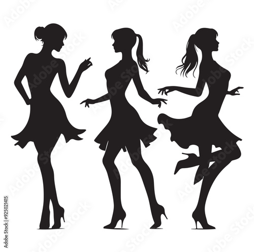 Dancing Girls Silhouette vector illustration