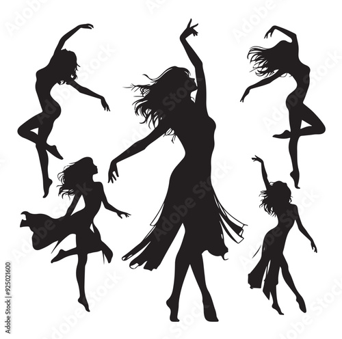 Dancing Girls Silhouette vector illustration