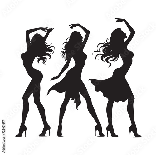 Dancing Girls Silhouette vector illustration