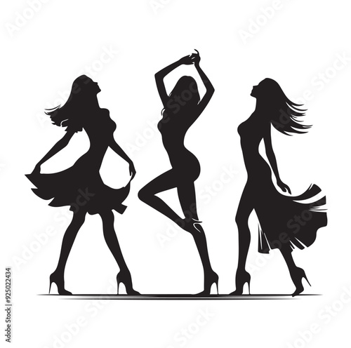 Dancing Girls Silhouette vector illustration
