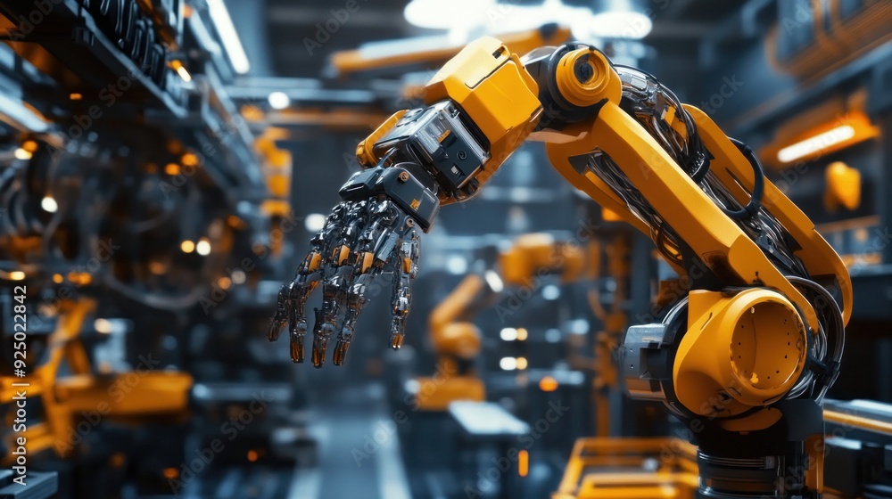 Industrial Robotic Arm in a Factory Industrial Robotic Arm in a Factory