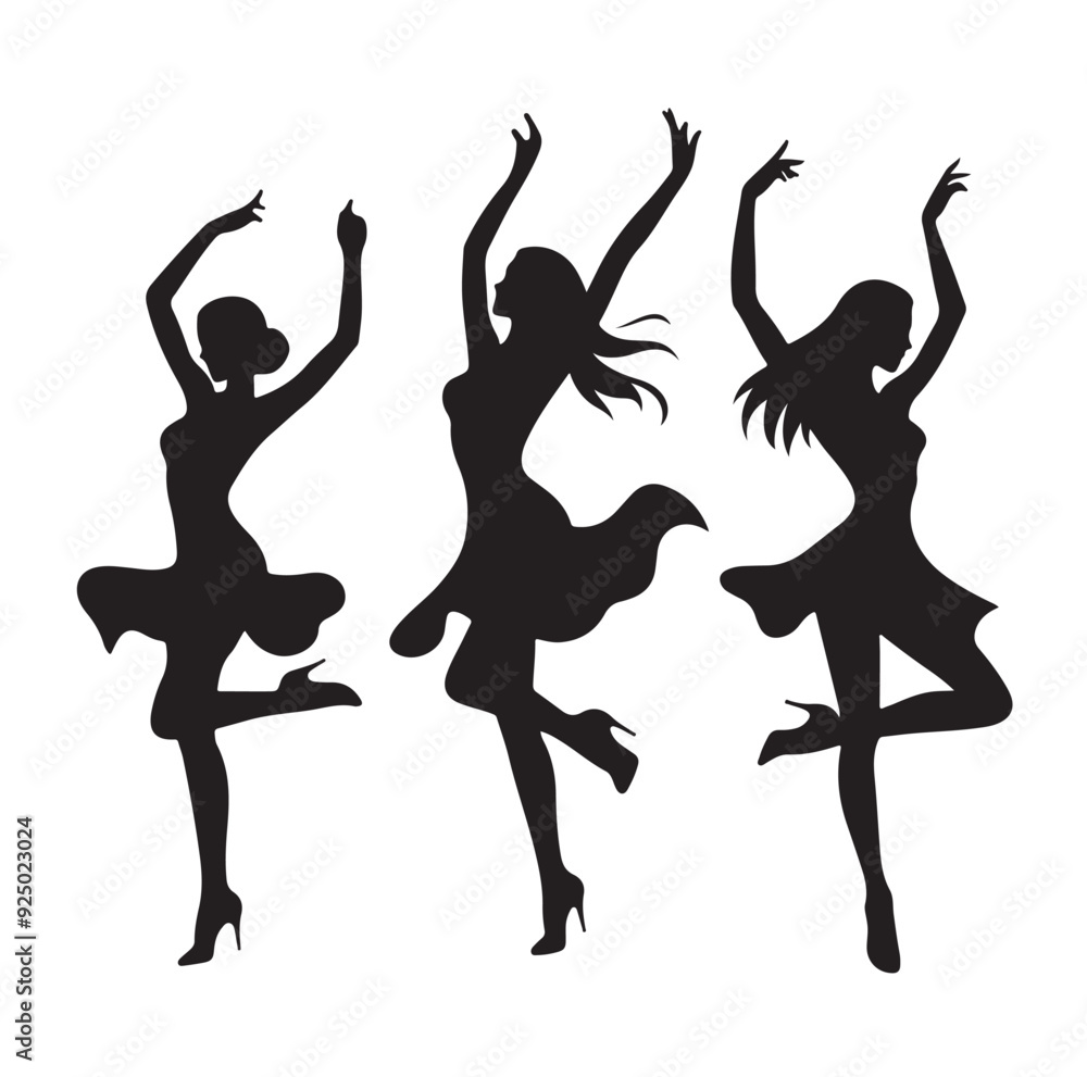 Dancing Girls Silhouette vector illustration Dancing Girls Silhouette vector illustration