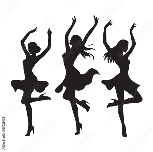Dancing Girls Silhouette vector illustration